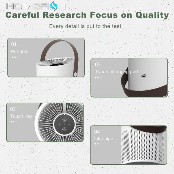 Multifunctional Desktop Air Purifier Remove Formaldehyde H13 HEPA Filter UVC Car Air Purifiers For Bedroom Home - Image 6